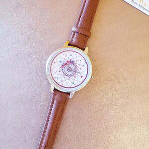 Brown Band Watch With White Dial